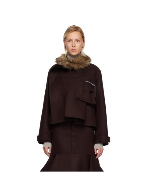 sacai Brown Wool Melton Blouson Jacket
