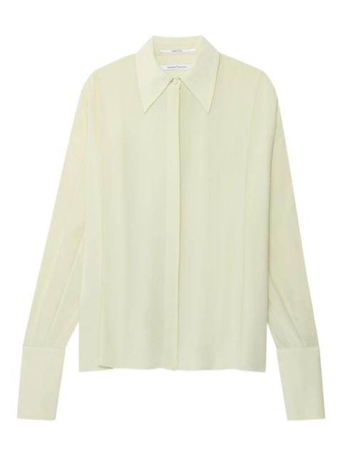 Another Tomorrow pleated wrap shirt
