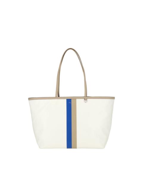 TORY BURCH striped logo-print tote bag