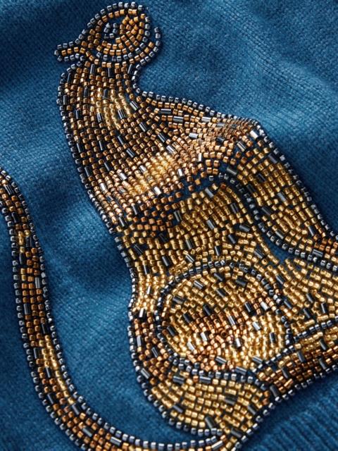 BODEN Ria Embellished Knit Cardigan-Blue, Palm