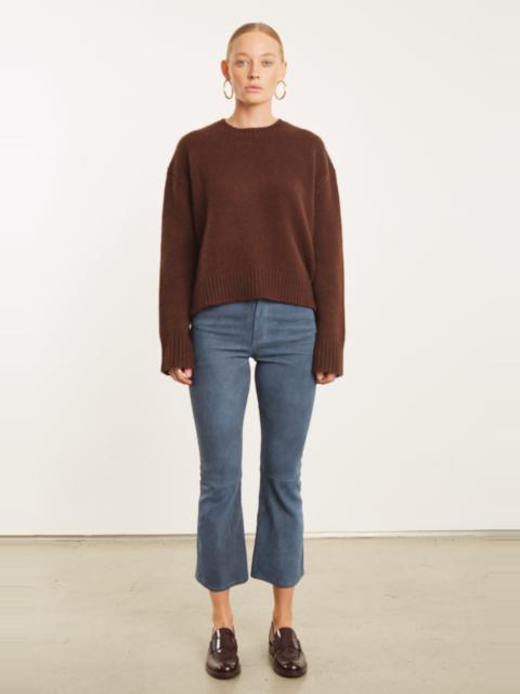 SPRWMN DENIM SUEDE 5 POCKET CROP FLARE PANTS