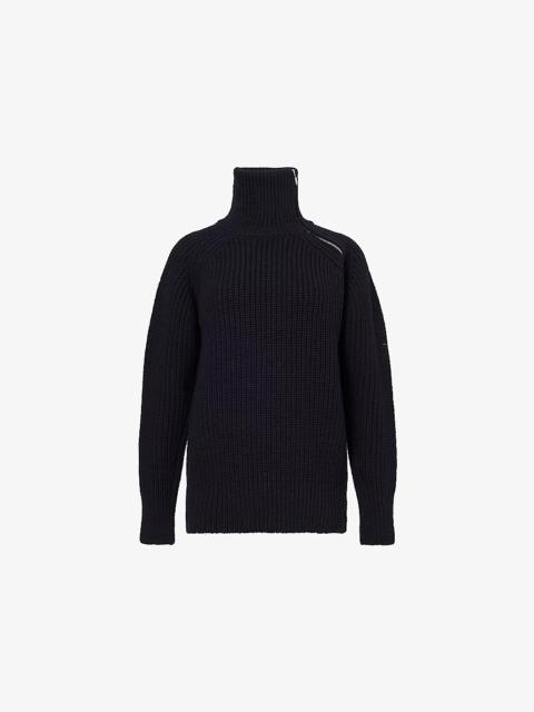 Tonty asymmetric-zip chunky-knit wool jumper