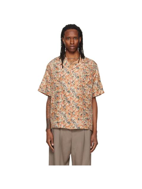 Valentino Beige Floral Silk Bowling Shirt