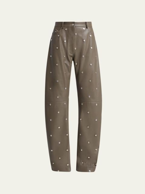 Stella McCartney Alter Mat Faux-Leather Studded Barrel-Leg Pants