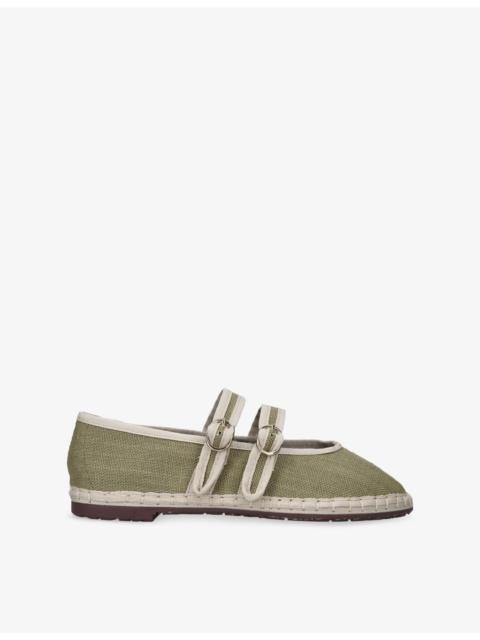 FLABELUS Claire Linen Mary-Jane Flats