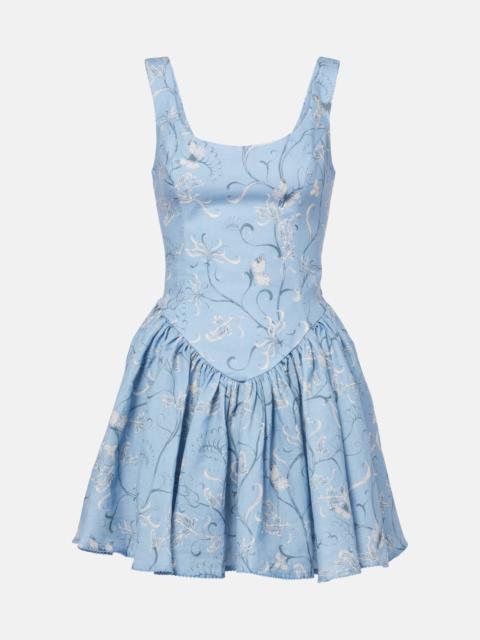 Agua by Agua Bendita Pluma Lymanopoda appliqué linen minidress