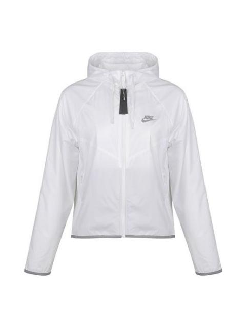 Nike (WMNS) Nike Sportswear Windrunner Sports Splice Zipper With Cap Waterproof Jacket White BV3940-100