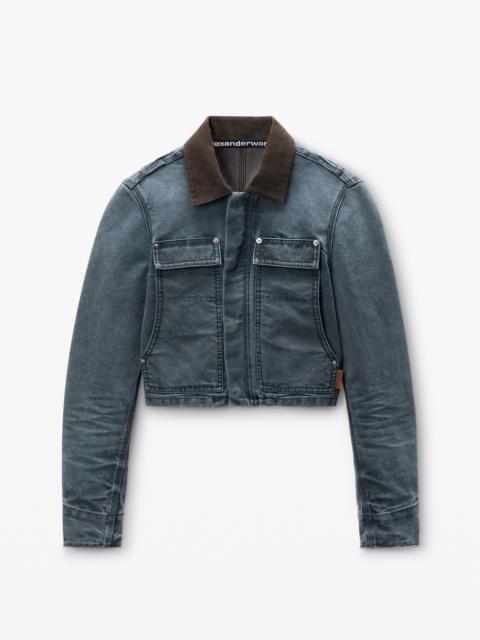 shrunken workwear jacket in denim