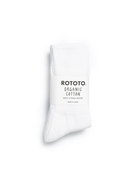 ROTOTO® Rototo Organic Daily 3 Pack Ribbed Crew Socks White