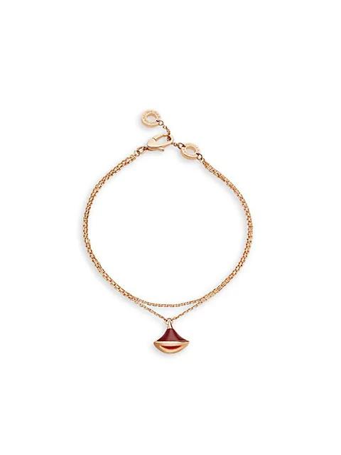 BVLGARI Divas' Dream 18K Rose Gold & Carnelian Pendant Double-Strand Bracelet