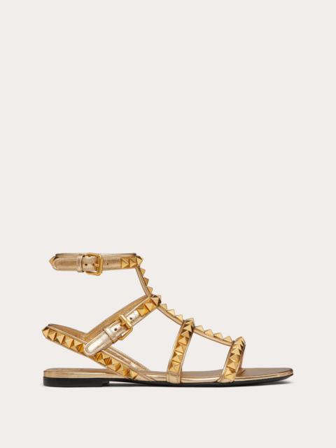 Valentino ROCKSTUD NO LIMIT FLAT SANDAL IN METALLIC NAPPA