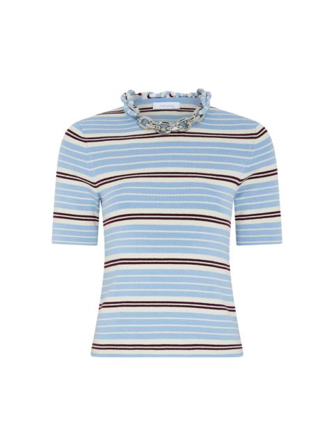 rabanne Chain-Detailed Silk-Cotton Blend Sweater stripe