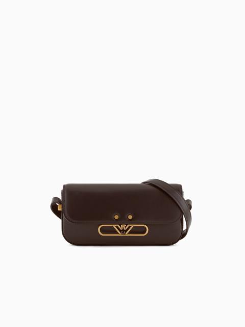 EMPORIO ARMANI SMOOTH LEATHER MINI SHOULDER BAG WITH METAL EAGLE LOGO