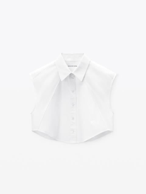 Cropped Sleeveless Button-Up Shirt