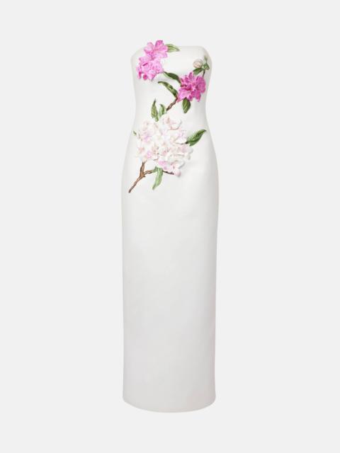 LEO LIN Rayna floral-appliqué bustier dress