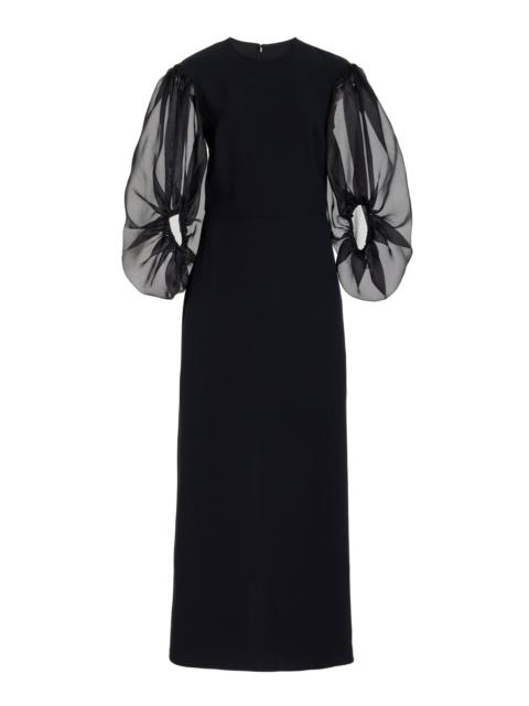 Danielle Puff-Sleeve Cady Maxi Dress black