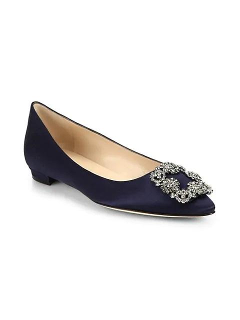 Manolo Blahnik Hangisi 새틴 발레리나 신발