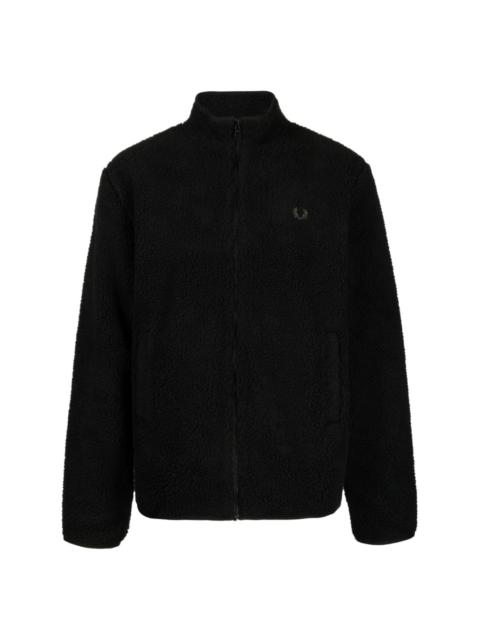 logo-embroidered fleece bomber jacket