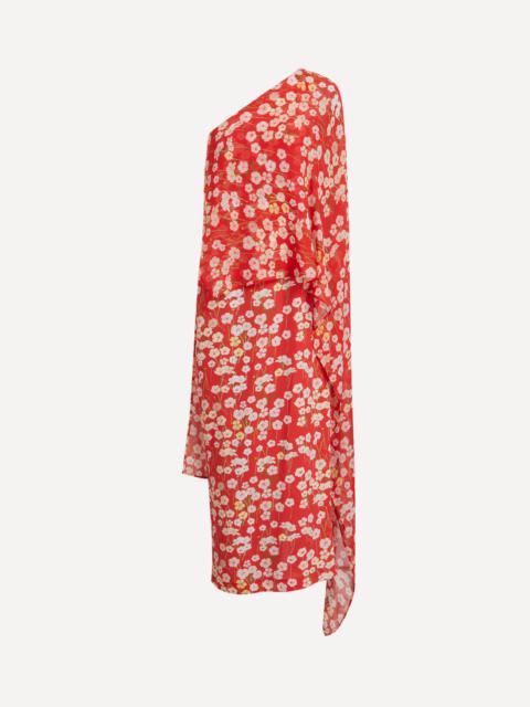 BERNADETTE Nick Red Buttercups Off-The-Shoulder Dress