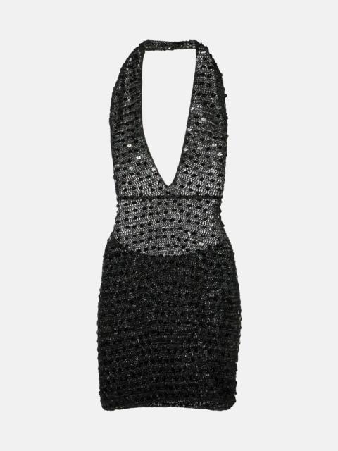 Sequined halterneck minidress