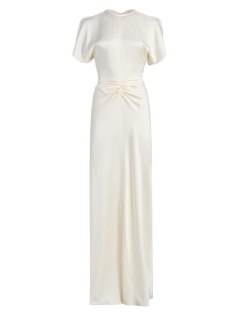 Victoria Beckham Women's Satin Gathered Waist Maxi Dress - Ivory