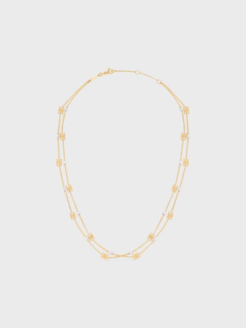 CELINE Triomphe Pearl Double Necklace in Brass with Gold Finish and Resin Pearls