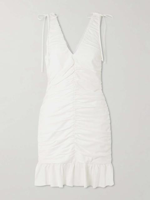 KIKA VARGAS Kath ruched twill mini dress White