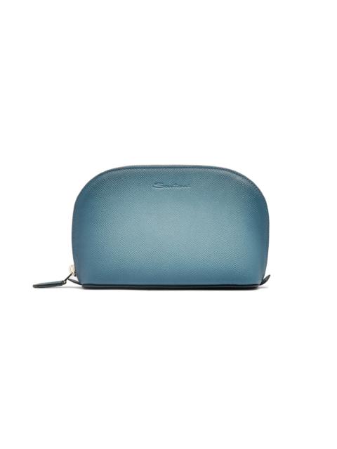 Santoni Light blue Saffiano leather pouch