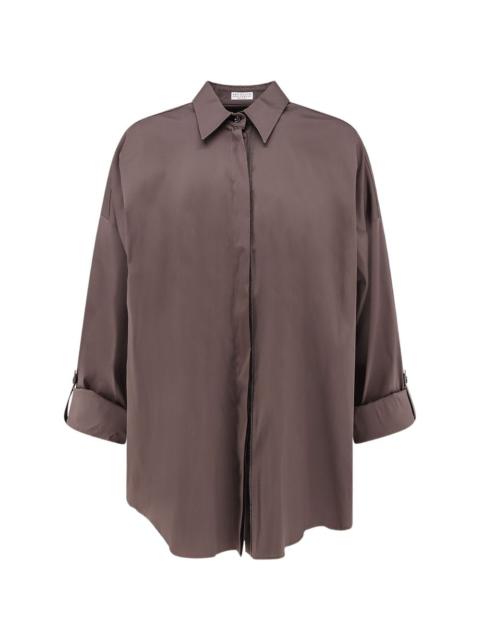 Brunello Cucinelli stretch cotton poplin shirt with shiny Monili trim