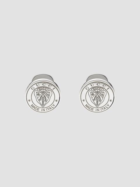 GUCCI Men's Crest Round Cufflinks - Silver