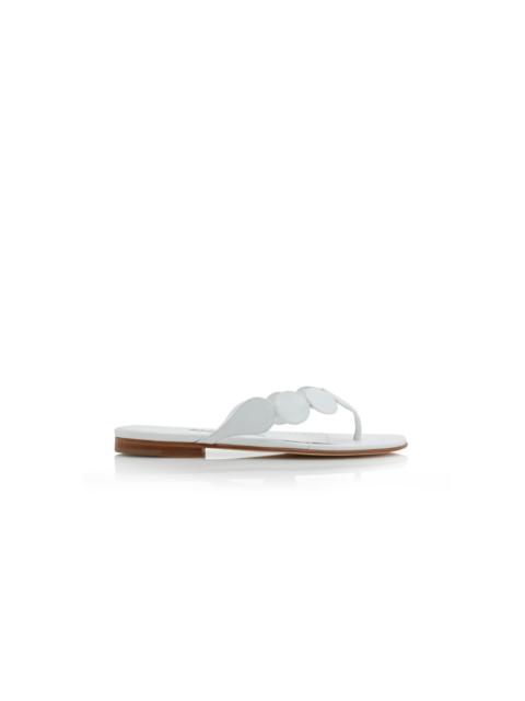 Manolo Blahnik White Nappa Leather Circular Flat Sandals