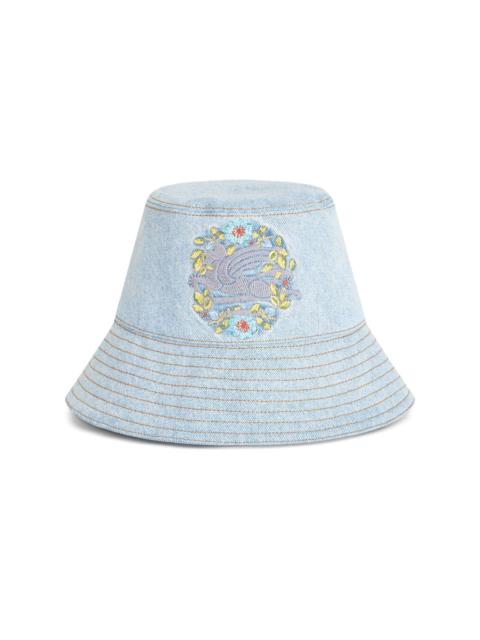 Pegaso embroidered denim bucket hat