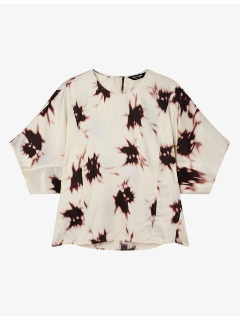 WHISTLES Floral-Print Relaxed-Fit Woven Blouse