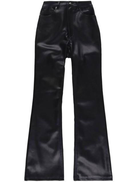 faux-leather flared trousers