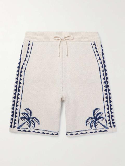 Alanui Straight-Leg Jacquard-Knit Cotton and Linen-Blend Drawstring Bermuda Shorts