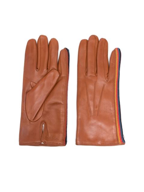 Artist Stripe trim leather gloves