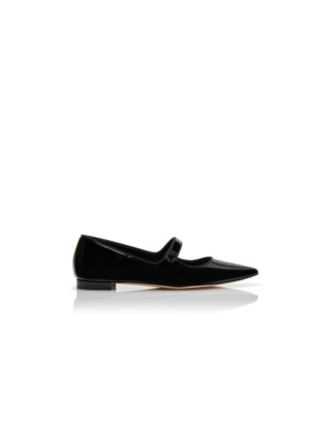 Black Patent Leather Mary Jane Flat Pumps