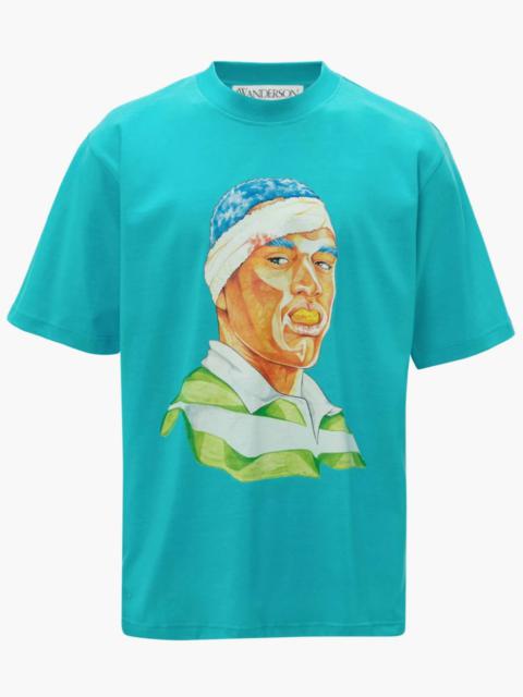 JW Anderson OVERSIZED PRINTED RUGBY FACE T-SHIRT