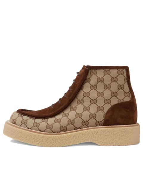 GUCCI Gucci GG Canvas Suede Lace-up ankle boot 'Brown' 762197-FACJX-9742
