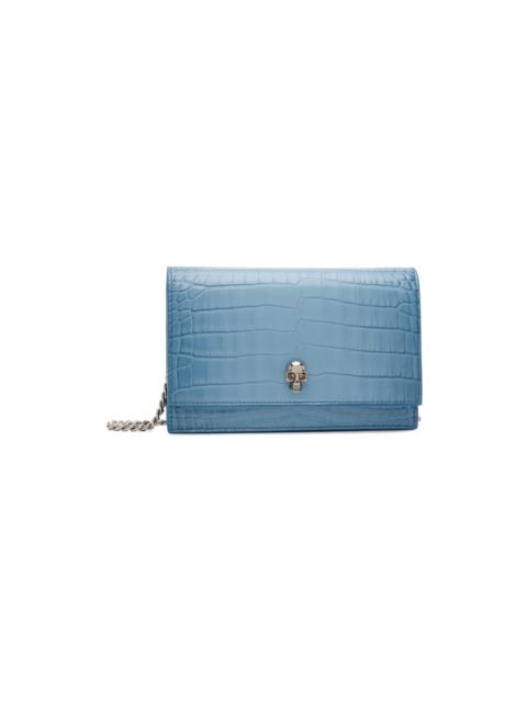 Alexander McQueen Blue Small Skull Bag