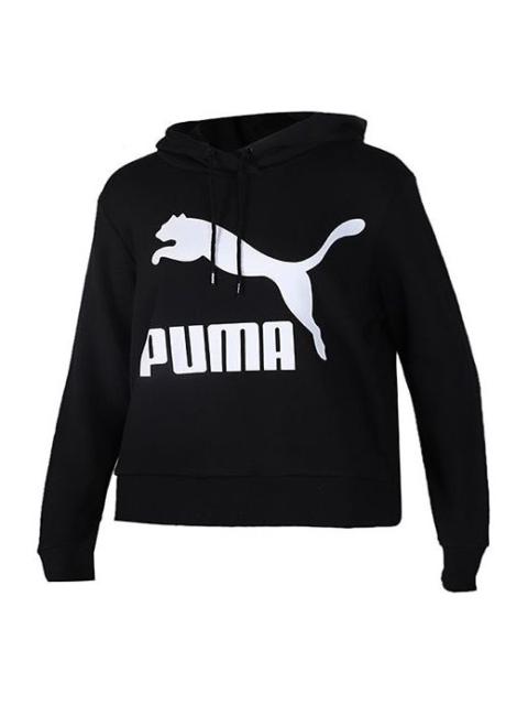 (WMNS) PUMA Classics Logo Hoody Knitting Pullover Fleece Black 595915-01