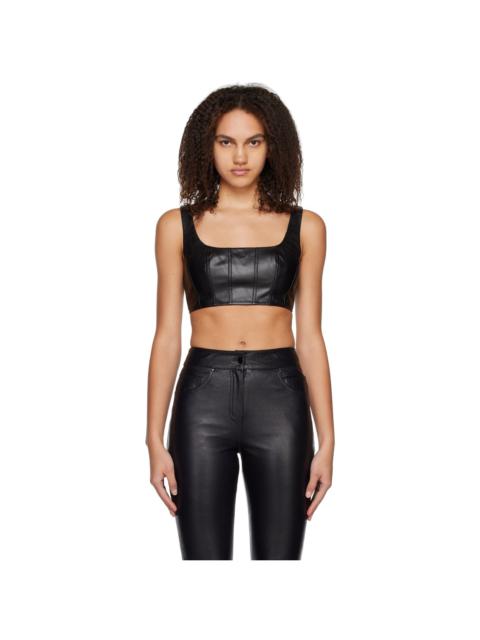 Black Cropped Wells Faux-Leather Tank Top