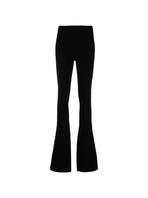 high-waisted knitted trousers