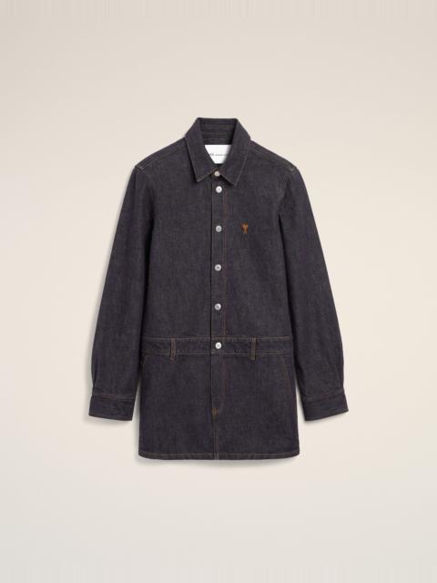 AMI Paris BLUE COTTON DENIM SHIRT DRESS WITH AMI DE COEUR