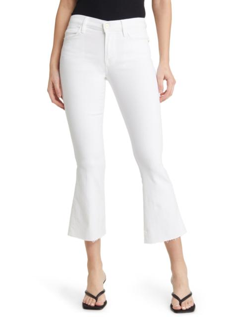 FRAME Le Crop Flare Raw Hem Jeans in Blnc at Nordstrom