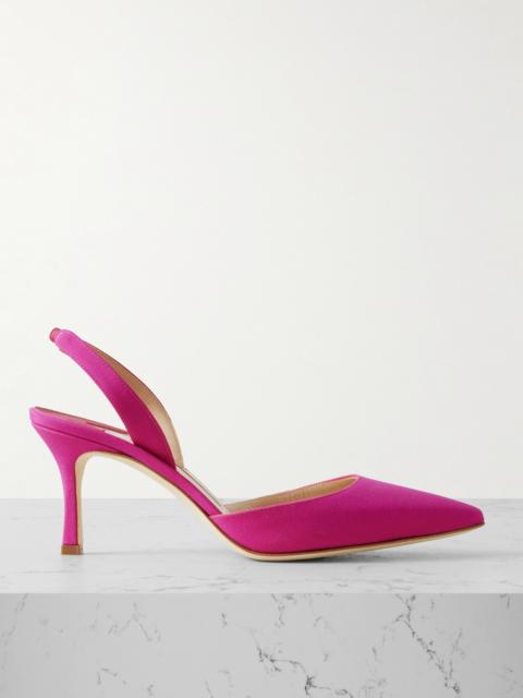 Manolo Blahnik Carolyne 70 Silk Crepe De Chine Slingback Pumps