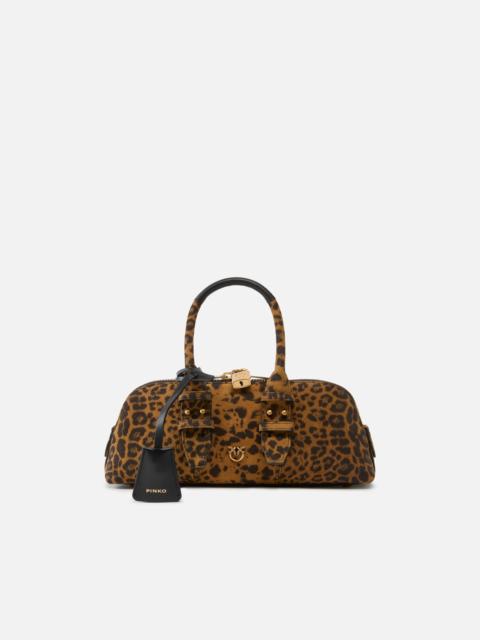 PINKO SUEDE HANDBAG WITH MACULA PRINT