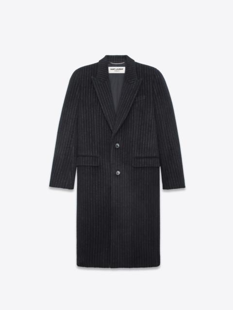 striped coat in wool and mohair