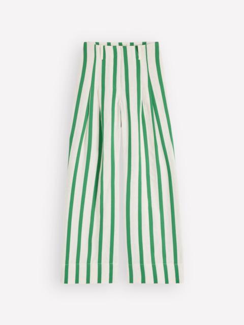 BODEN Mayfair Linen Pants-Ivory, Fresh Green Stripe