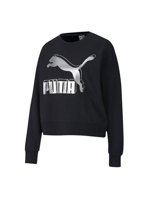 (WMNS) PUMA Casual Printing Round Neck Black 597405-71